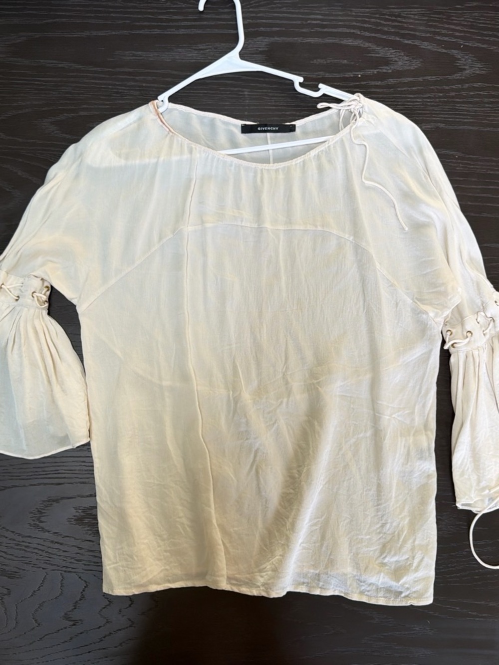 Givenchy Cream Tie-Sleeve Lightweight Blouse